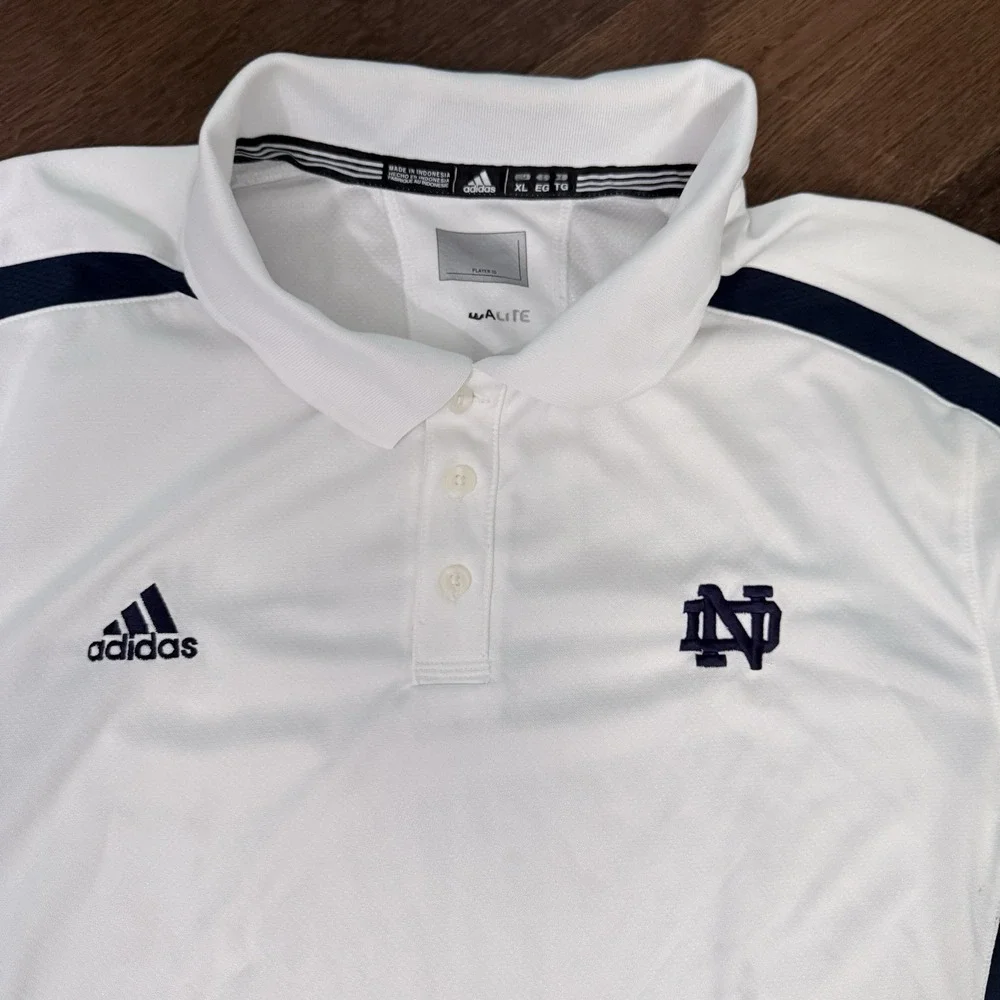 Adidas Notre Dame Fighting Irish Polo Shirt Men's XL White Navy ClimaLite
